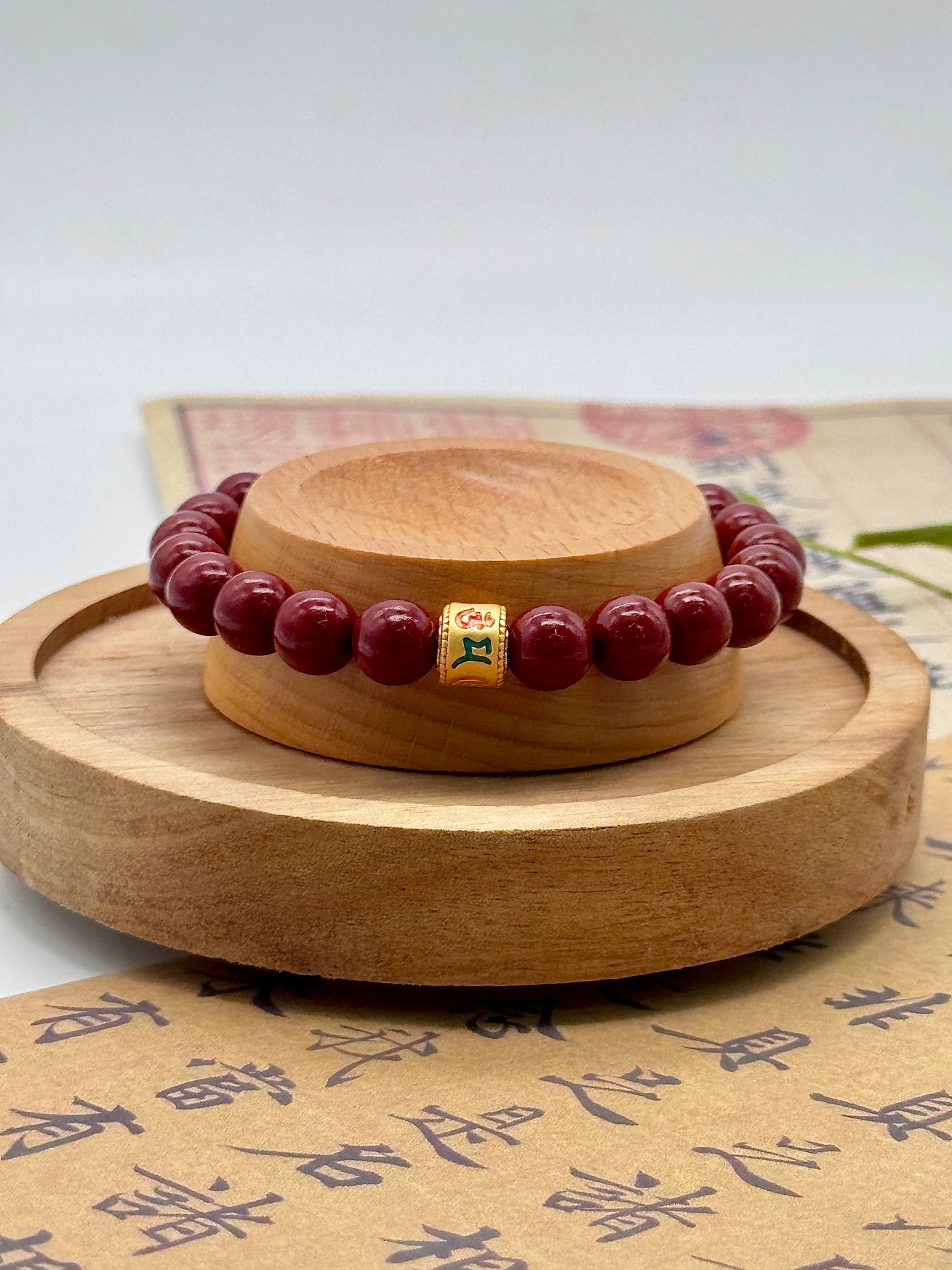Red Cinnabar Bracelet – Six Character Words Designer Beads Bangle, Amulet Natural Jewelry for Women & Men | KwangYin