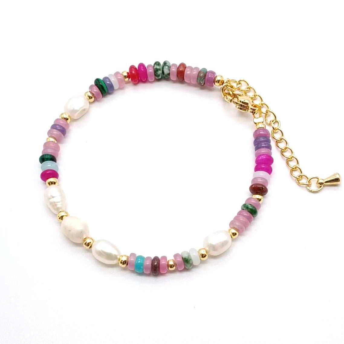 Natural Colored Stone Freshwater Pearl Bracelet — Vibrant Colors, Unique Charm Gifts For Girlfriend And Women|KwangYin
