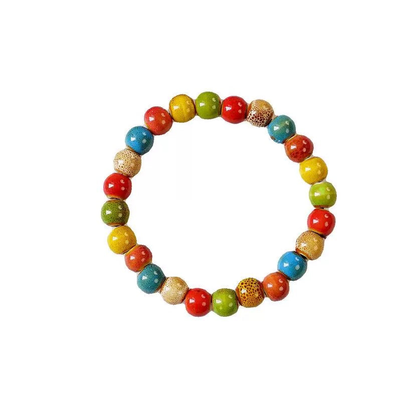 Colorful Ceramic Bead Bracelet – Fashionable Floral Design, Artistic Beauty & Elegance | KwangYin