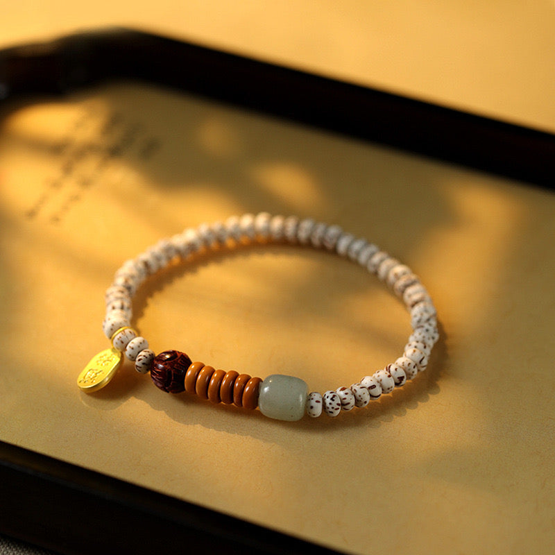 Xingyue Bodhi Bracelet Moon Ribbon Sutra – Purple Lotus Flower Beads Buddha Beads, Cool Nationalistic Hand String | KwangYin