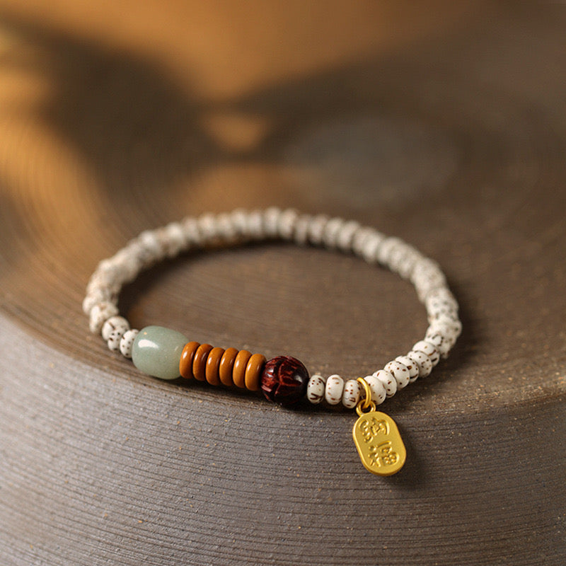 Xingyue Bodhi Bracelet Moon Ribbon Sutra – Purple Lotus Flower Beads Buddha Beads, Cool Nationalistic Hand String | KwangYin