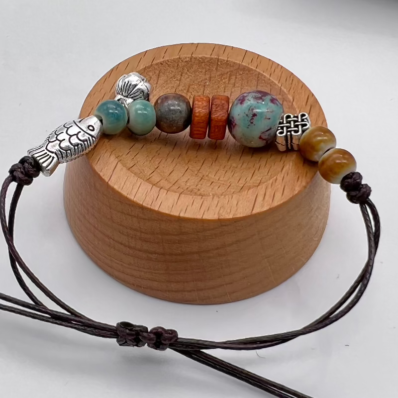 Adjustable Ceramic Beaded Boho Bracelet Handmade Woven Bracelet — Timeless Charm, Modern Craftsmanship