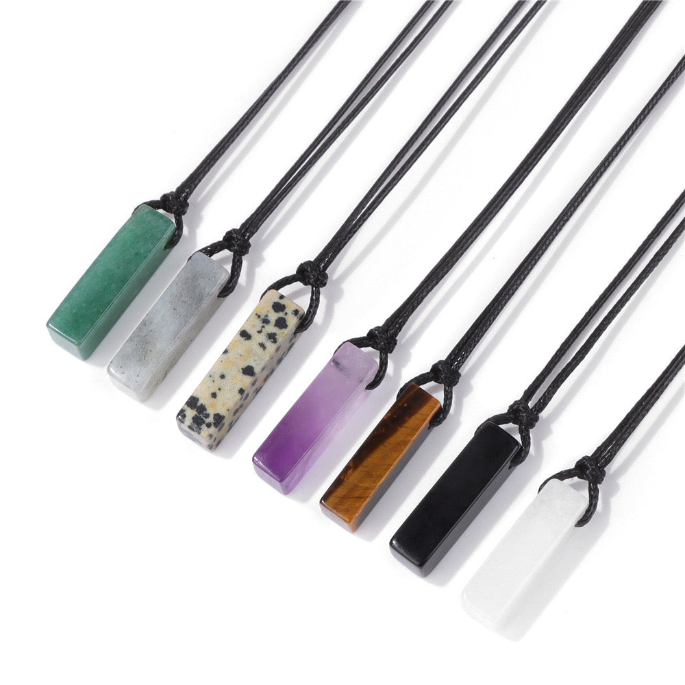 Men's Vintage Natural Crystal Necklace - Healing Leather Rope Braid Jewelry|KwangYin