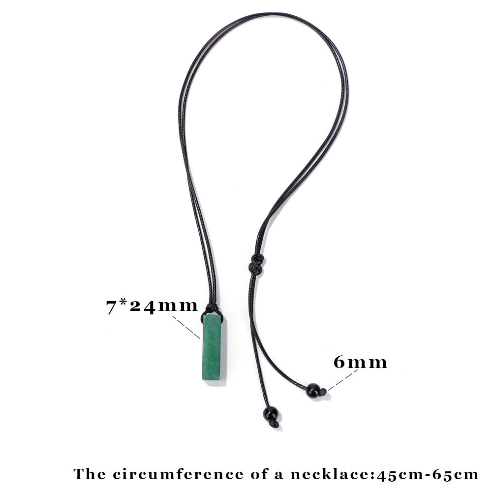 Men's Vintage Natural Crystal Necklace - Healing Leather Rope Braid Jewelry|KwangYin