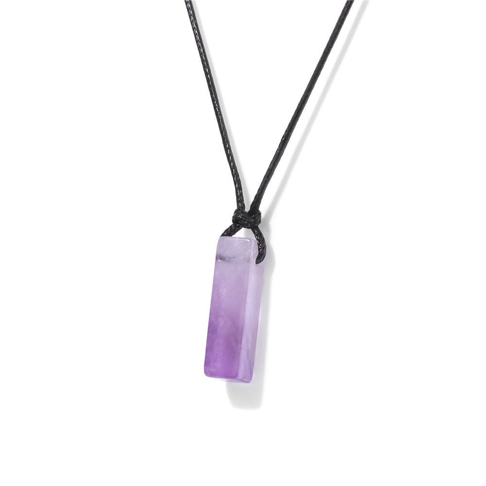 Men's Vintage Natural Crystal Necklace - Healing Leather Rope Braid Jewelry|KwangYin