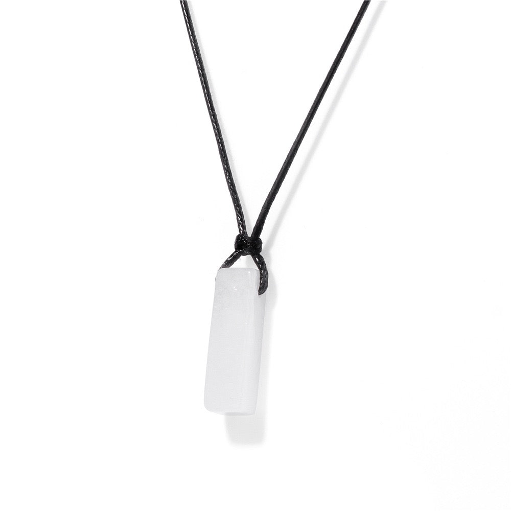 Men's Vintage Natural Crystal Necklace - Healing Leather Rope Braid Jewelry|KwangYin