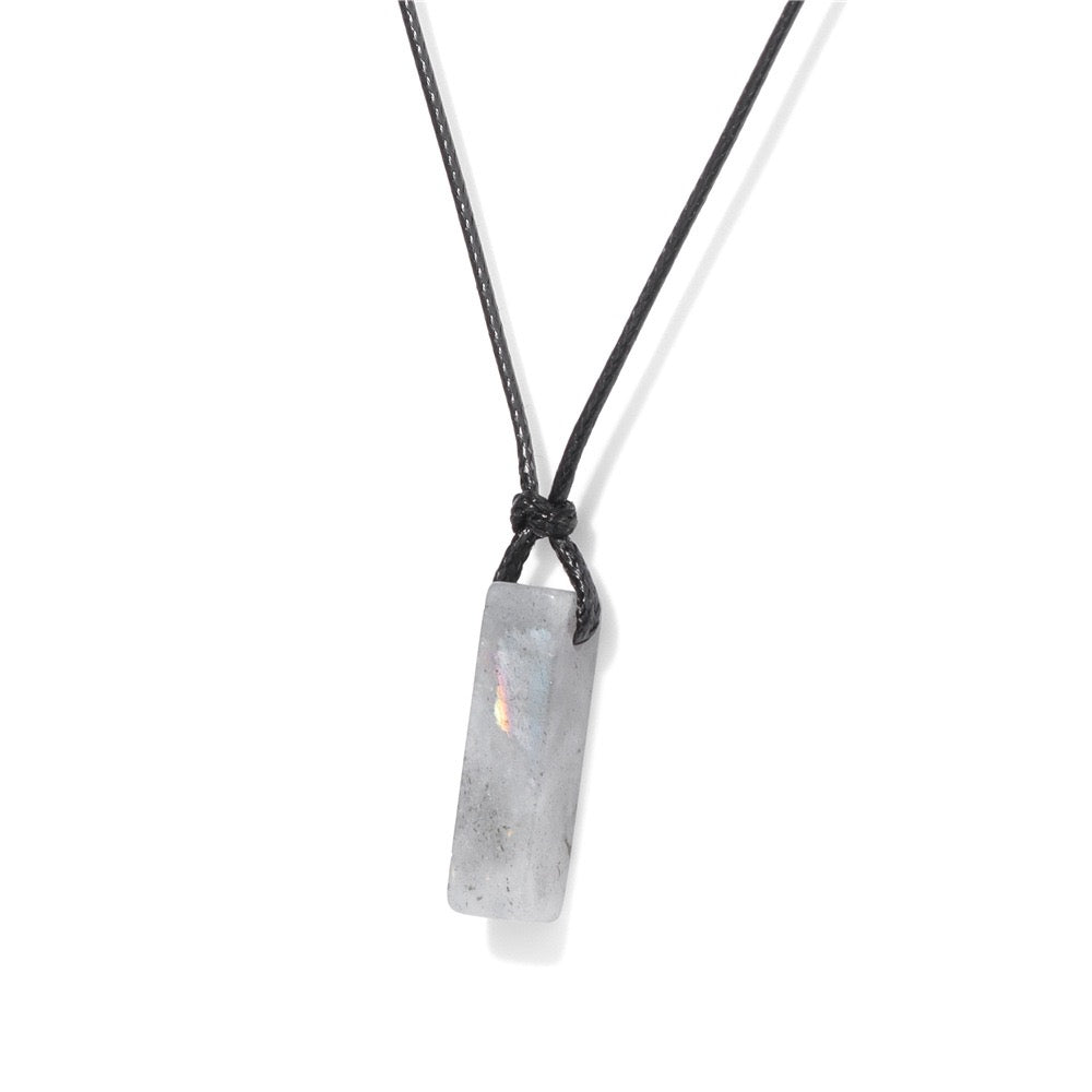 Men's Vintage Natural Crystal Necklace - Healing Leather Rope Braid Jewelry|KwangYin