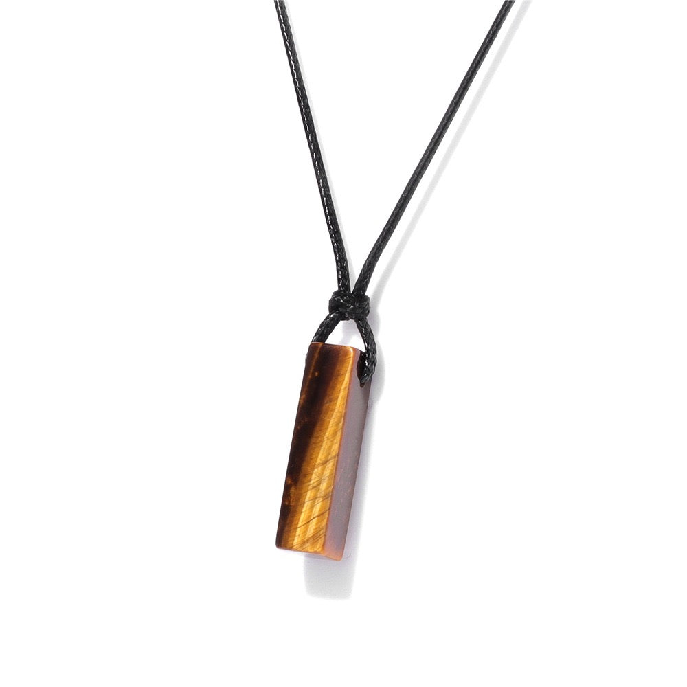 Men's Vintage Natural Crystal Necklace - Healing Leather Rope Braid Jewelry|KwangYin