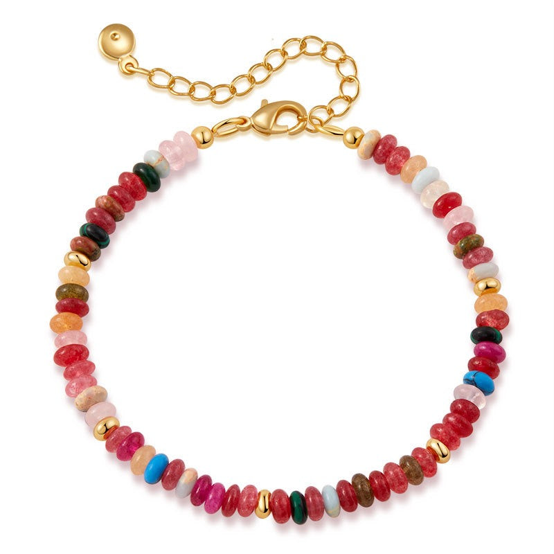 Natural Crystal Stone Colorful Mix-Gemstones Beaded Bracelet Bohemian Women's Sweet And Cute Summer Vacation Handmade Jewelry|KwangYin
