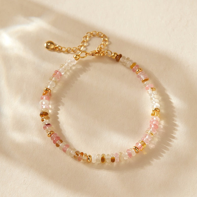 Natural Crystal Stone Colorful Mix-Gemstones Beaded Bracelet Bohemian Women's Sweet And Cute Summer Vacation Handmade Jewelry|KwangYin