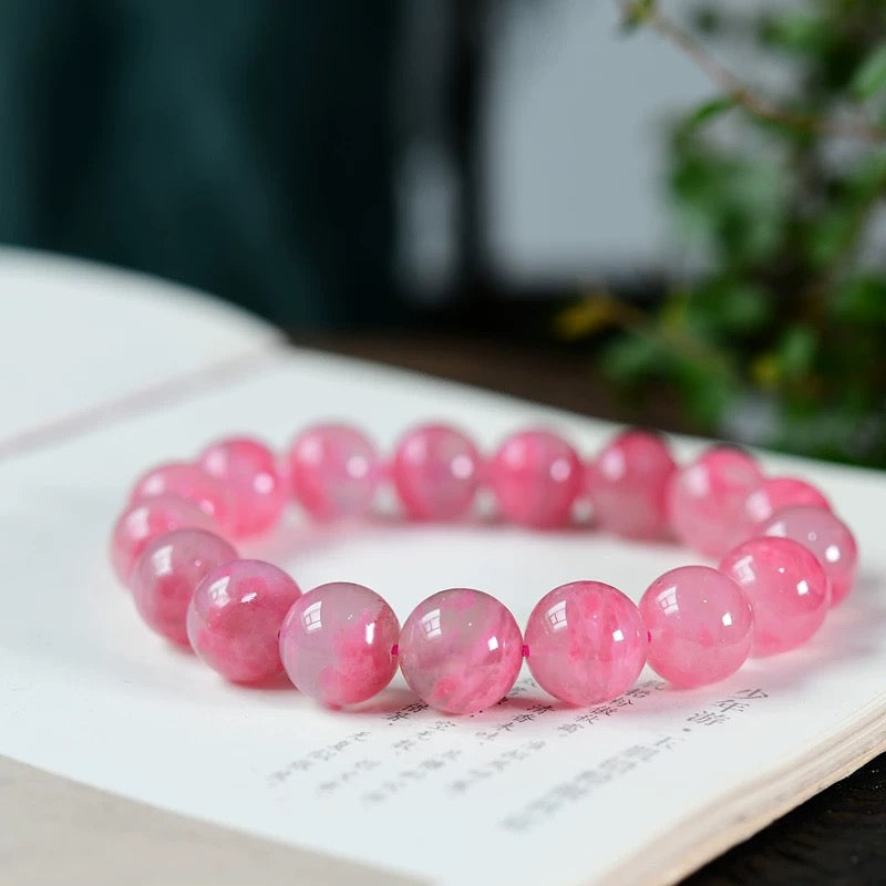 Pink Cherry Blossom Gemstone Bracelet — Nature-Inspired Healing Crystal Jewelry for Women|KwangYin