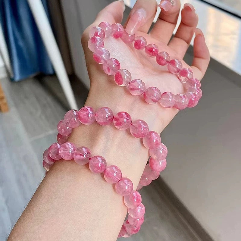Pink Cherry Blossom Gemstone Bracelet — Nature-Inspired Healing Crystal Jewelry for Women|KwangYin