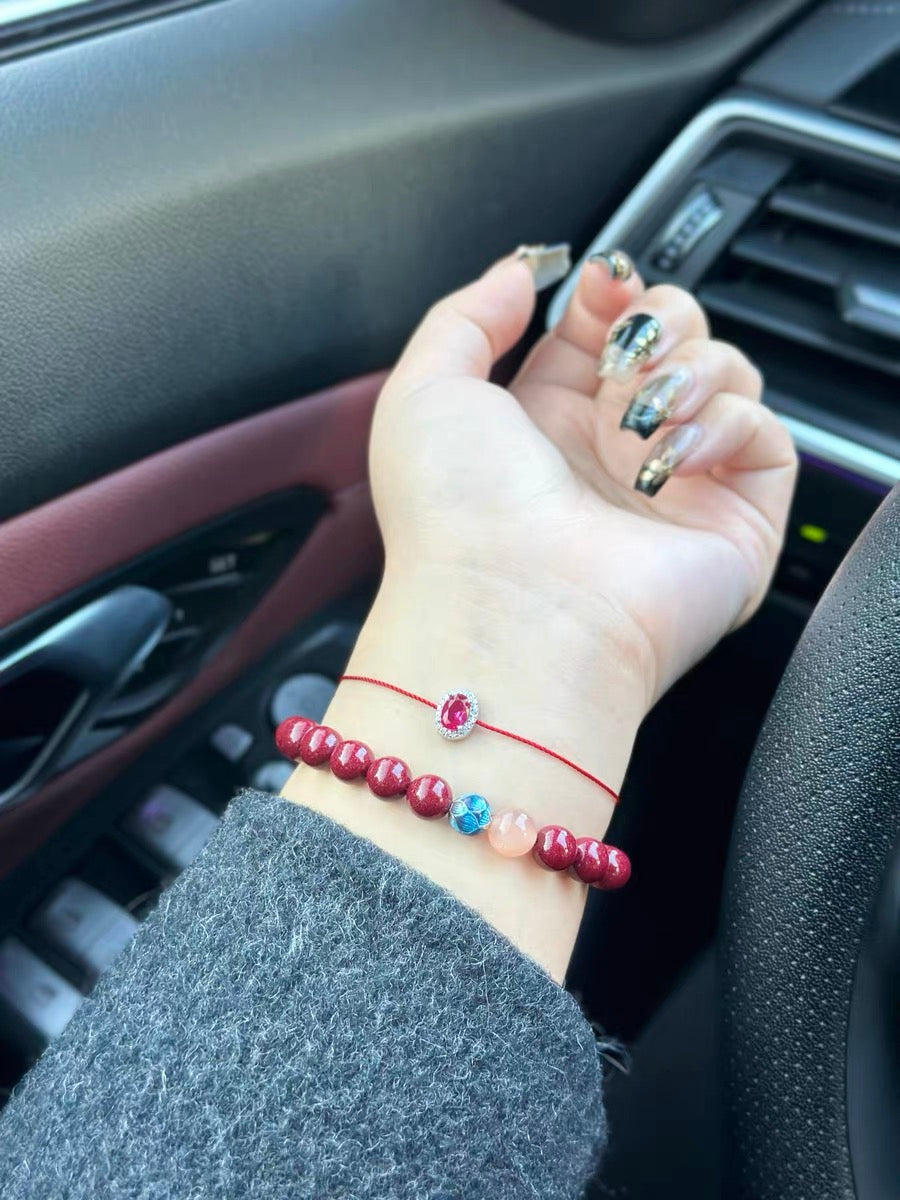 Minimalist Gemstone Cord Bracelet – Red, Green, or Blue Stone | Adjustable Dainty Jewelry for Women | KwangYin