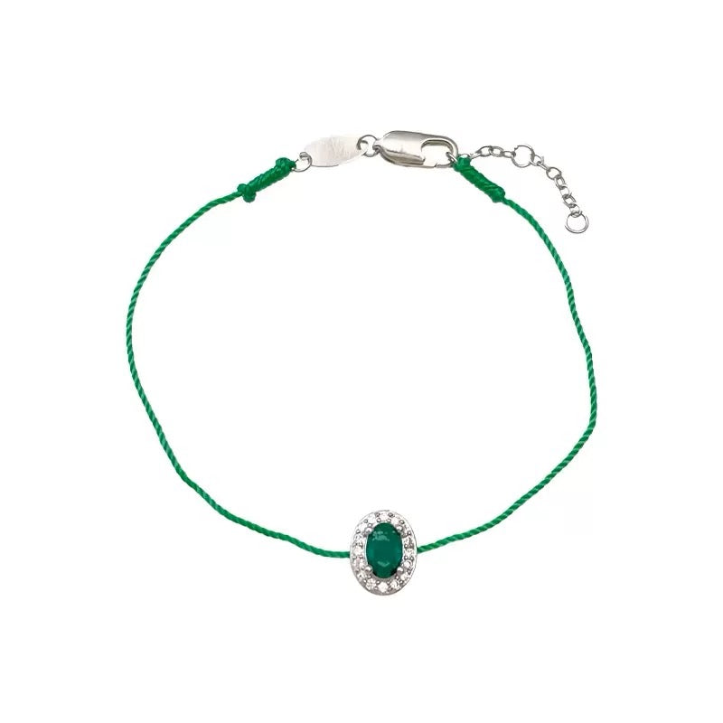 Minimalist Gemstone Cord Bracelet – Red, Green, or Blue Stone | Adjustable Dainty Jewelry for Women | KwangYin