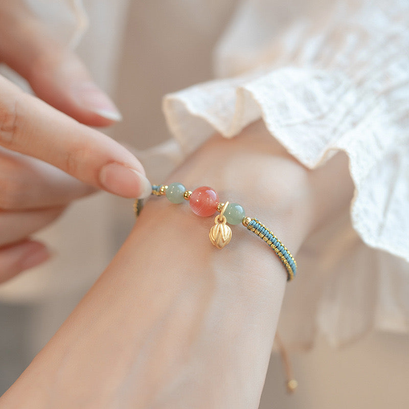 Lotus Flower Bracelet with Southern Red Agate Beads-Chic Versatile & Stylish Women'S Fashion Accessory