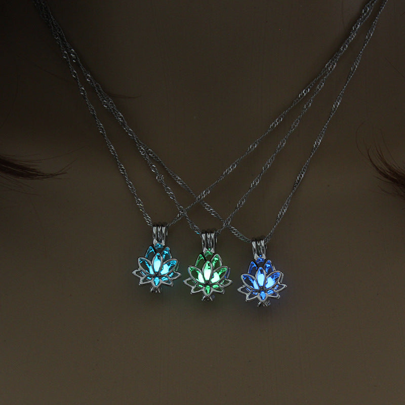 Glowing Moon Lotus Necklace — Yoga Prayer Nightglow Jewelry with Zen Energy|KwangYin