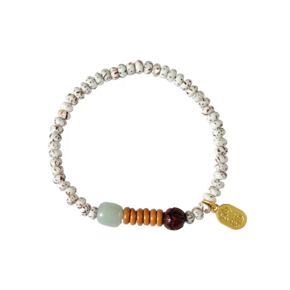 Xingyue Bodhi Bracelet Moon Ribbon Sutra – Purple Lotus Flower Beads Buddha Beads, Cool Nationalistic Hand String | KwangYin