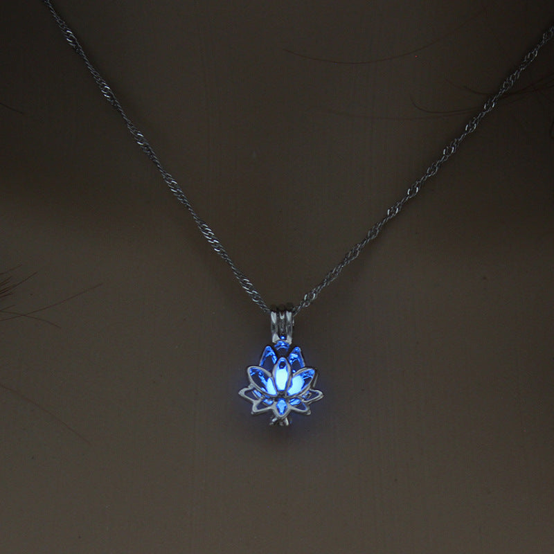 Glowing Moon Lotus Necklace — Yoga Prayer Nightglow Jewelry with Zen Energy|KwangYin