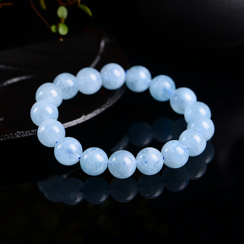 Natural Aquamari Bracelet Single Crystal Elastic Romantic Crystal Yoga Blue Bracelet Woman Jewelry | KwangYin