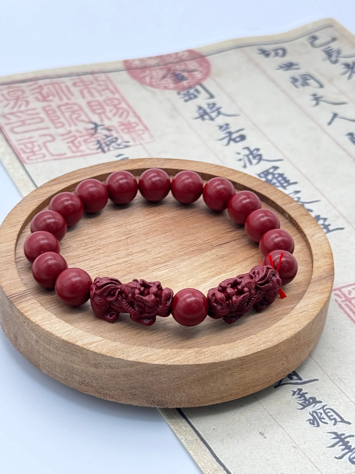 Feng Shui Cinnabar Bead Bracelet – Natural Mercury Crystal, Lucky Wealth Protection, Hand String, Pixiu Carved Vintage Bangles | KwangYin