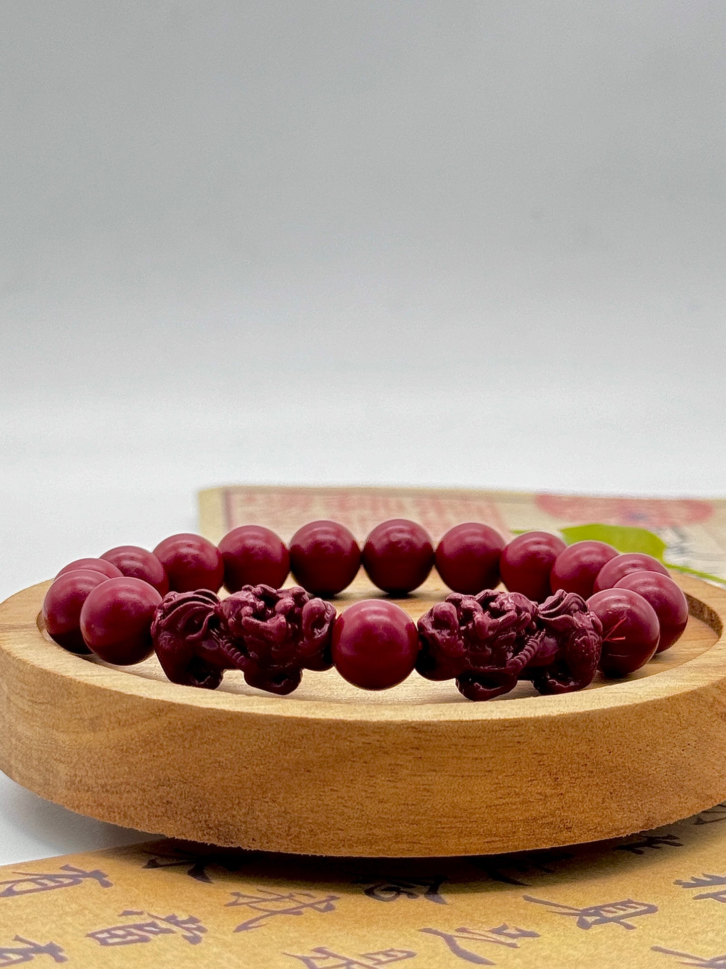 Feng Shui Cinnabar Bead Bracelet – Natural Mercury Crystal, Lucky Wealth Protection, Hand String, Pixiu Carved Vintage Bangles | KwangYin