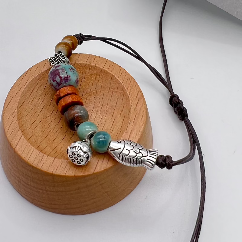 Adjustable Ceramic Beaded Boho Bracelet Handmade Woven Bracelet — Timeless Charm, Modern Craftsmanship