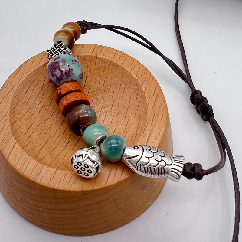 Adjustable Ceramic Beaded Boho Bracelet Handmade Woven Bracelet — Timeless Charm, Modern Craftsmanship
