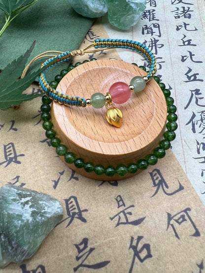 Chalcedony bracelet & Chinese style woven bracelet