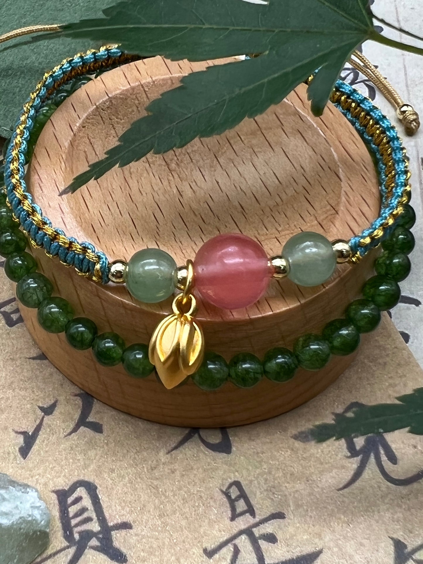 Chalcedony bracelet & Chinese style woven bracelet