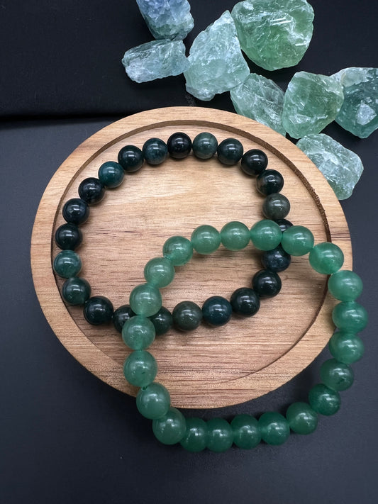 Moss Agate Bracelet & Green Aventurine Bracelet