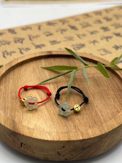 Flower-shaped Stones with Braided Rope Couple Ring