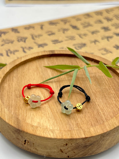 Flower-shaped Stones with Braided Rope Couple Ring