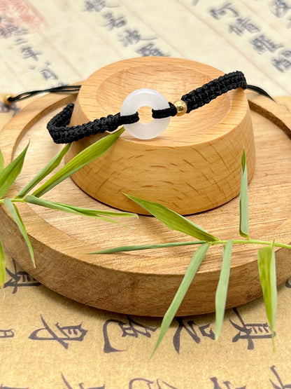 Green & white Jade Disk Bracelet