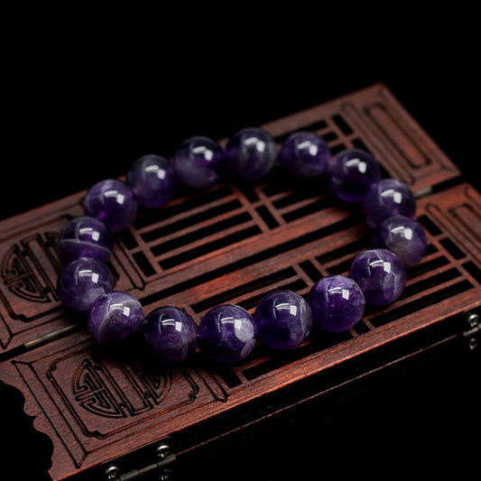 Kwangyin Natural Amethyst Bracelet 10mm High Quality Natural Stone Bead Bracelets Women Men Real Original Purple Reiki Crystal Quartz Jewelry