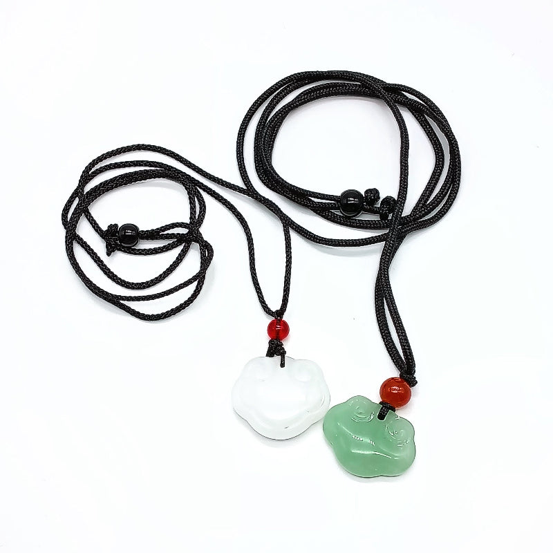 Harmony Cloud Talisman Duo – Minimalist Zen Couple's Necklace with Handwoven Auspicious Lock｜KwangYin