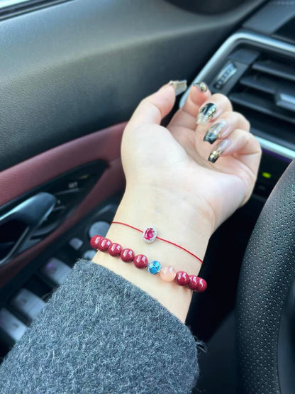 Minimalist Gemstone Cord Bracelet – Red, Green, or Blue Stone | Adjustable Dainty Jewelry for Women | KwangYin