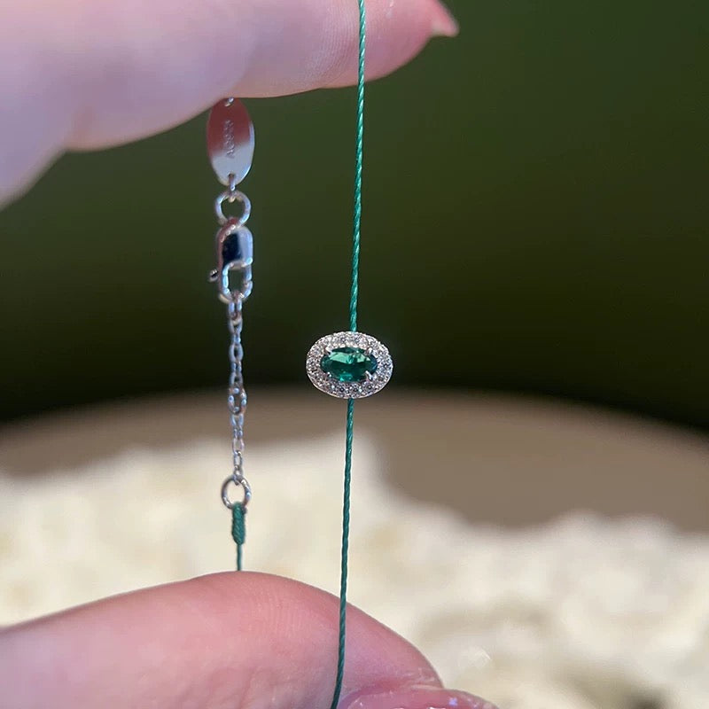 Minimalist Gemstone Cord Bracelet – Red, Green, or Blue Stone | Adjustable Dainty Jewelry for Women | KwangYin