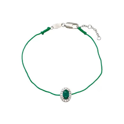 Minimalist Gemstone Cord Bracelet – Red, Green, or Blue Stone | Adjustable Dainty Jewelry for Women | KwangYin