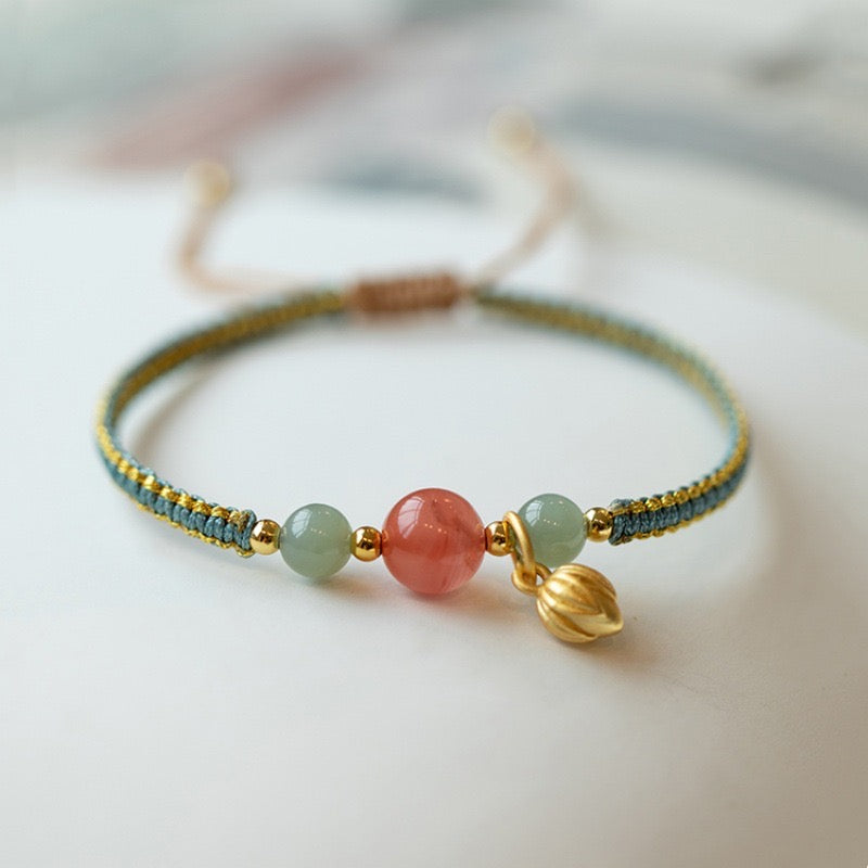 Lotus Flower Bracelet with Southern Red Agate Beads-Chic Versatile & Stylish Women'S Fashion Accessory