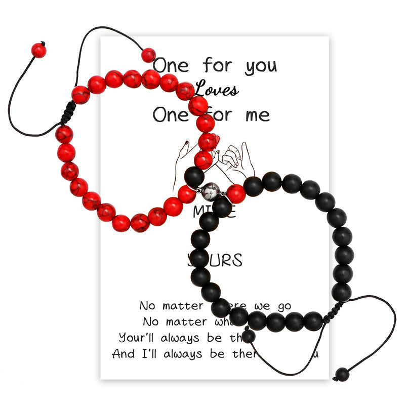 Magnet Couple Bracelets for Women & Men – Romantic Heart Matching Lovers Yoga Bracelet, Valentine Gift Jewelry | KwangYin