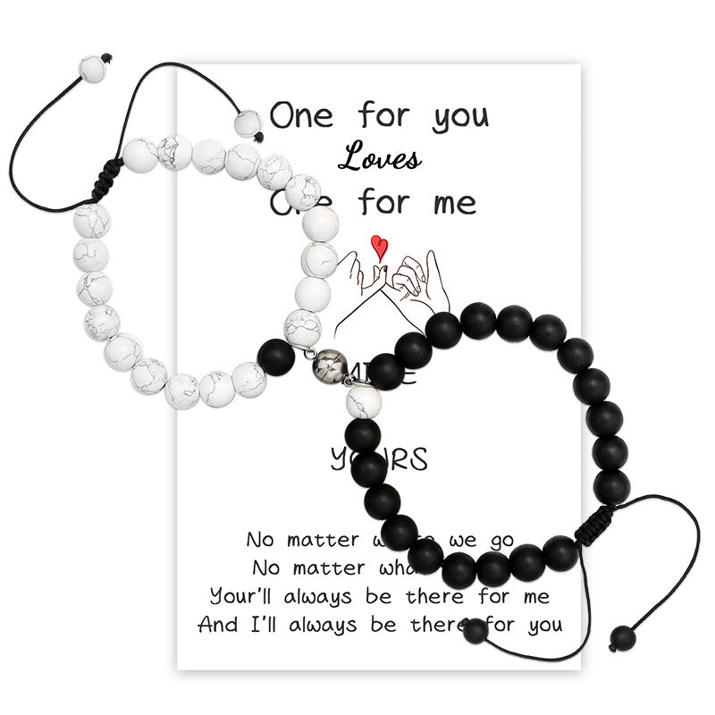 Magnet Couple Bracelets for Women & Men – Romantic Heart Matching Lovers Yoga Bracelet, Valentine Gift Jewelry | KwangYin