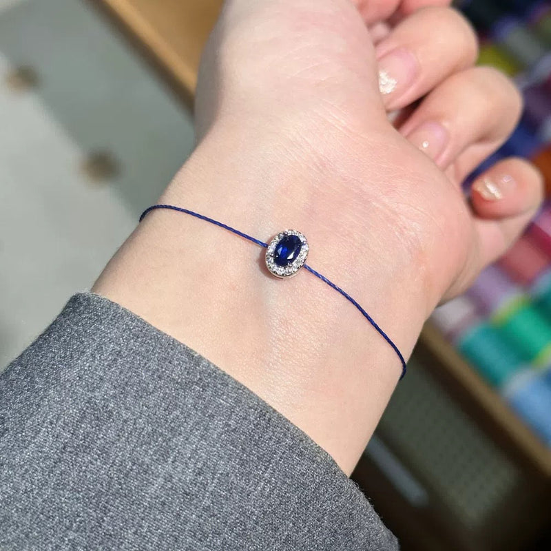 Minimalist Gemstone Cord Bracelet – Red, Green, or Blue Stone | Adjustable Dainty Jewelry for Women | KwangYin