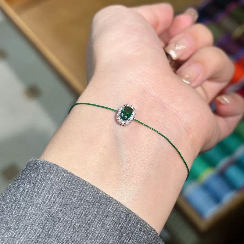 Minimalist Gemstone Cord Bracelet – Red, Green, or Blue Stone | Adjustable Dainty Jewelry for Women | KwangYin