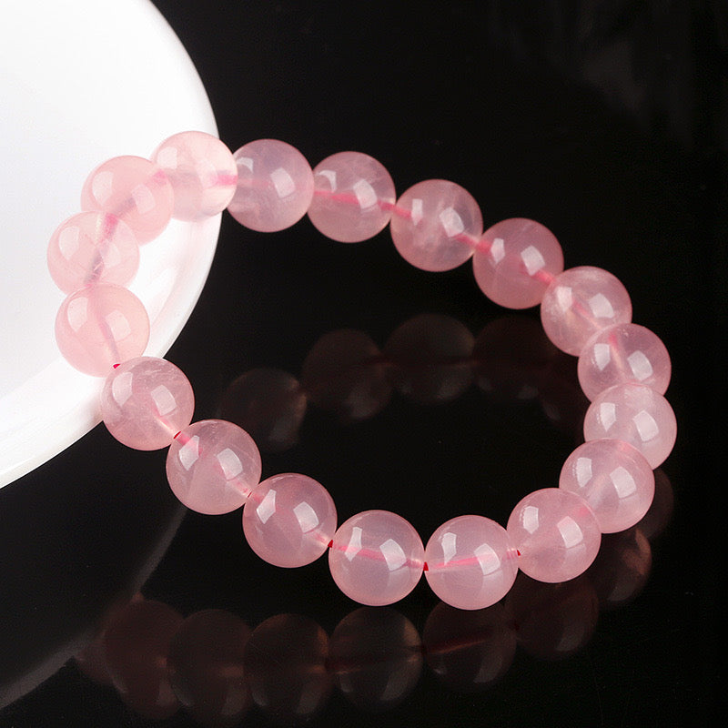 Natural Rose Quartz Bracelet – Love Energy & Emotional Healing, Handmade Adjustable Design | KwangYin