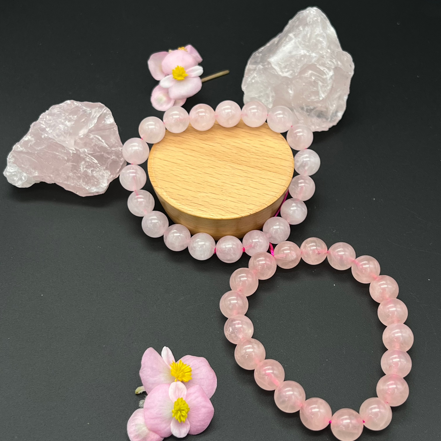 Natural Rose Quartz Bracelet – Love Energy & Emotional Healing, Handmade Adjustable Design | KwangYin