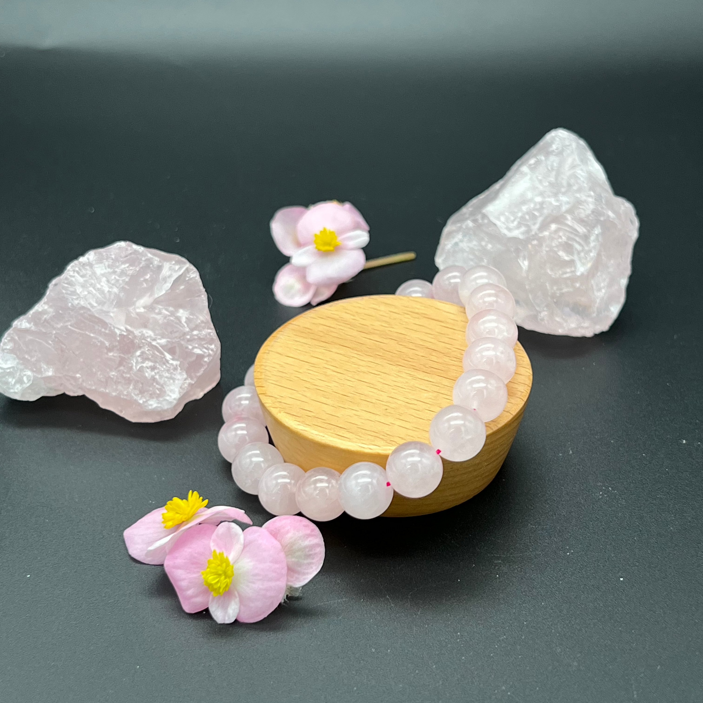 Natural Rose Quartz Bracelet – Love Energy & Emotional Healing, Handmade Adjustable Design | KwangYin