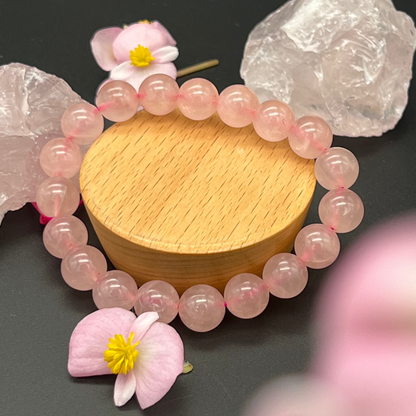 Natural Rose Quartz Bracelet – Love Energy & Emotional Healing, Handmade Adjustable Design | KwangYin