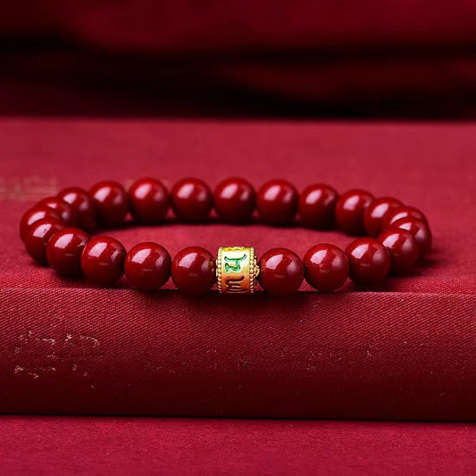 Red Real Cinnabar Bracelet Six Character Words Designer Beads Bangle Gifts Women Men Amulet Natural Jewelry Charm Gift Carved Bracelet