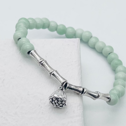 Zen Bamboo & Ceramic Bead Bracelet – Handcrafted Adjustable Mala for Mindfulness Harmony & Modern Minimalism|KwangYin