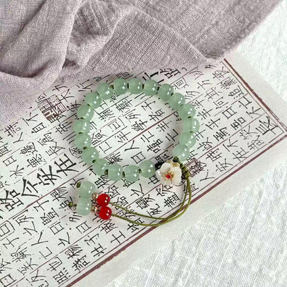 Natural Jade Love Bracelet – Peach Blossom Energy for Attracting Relationships | Hand-Carved Gemstone Jewelry